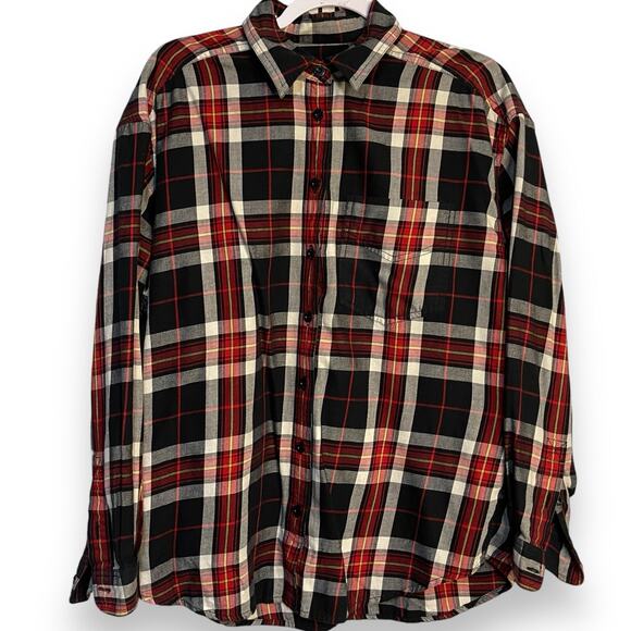 Lizwear Plaid Button Up Shirt Women's Medium Multicolor Western Casual Top Work - Picture 4 of 11